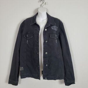 Game Of Thrones Women's Denim Jacket Large Black House Stark Studio Geek Cosplay